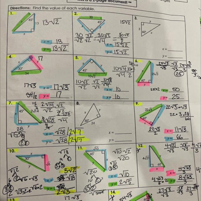 Practice 7 4 similarity in right triangles answer key