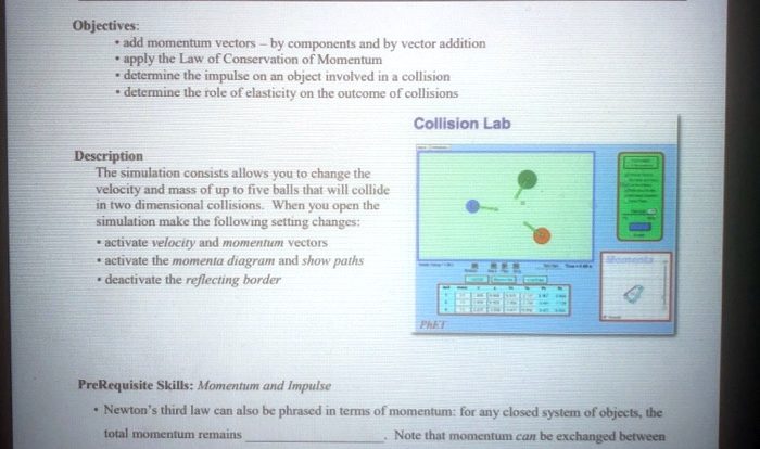 Collisions and momentum phet activity answer key