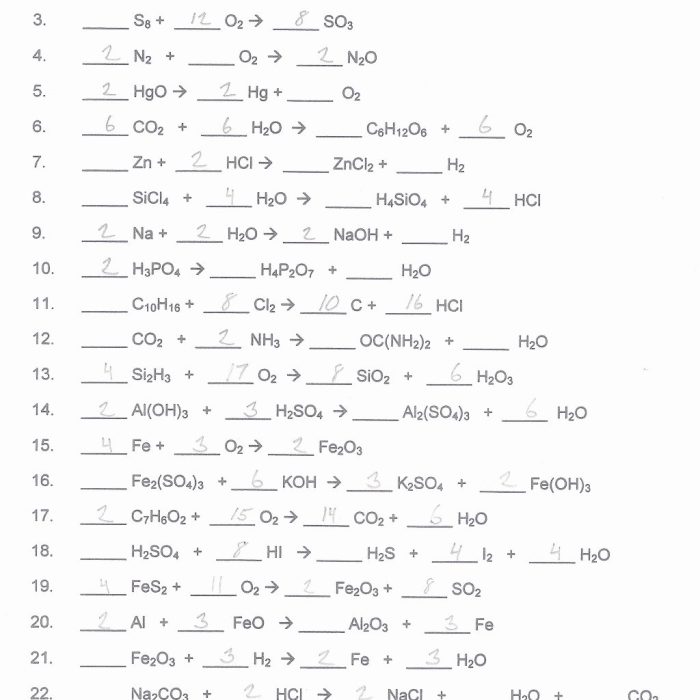 Balancing chemical equations gizmo answer key